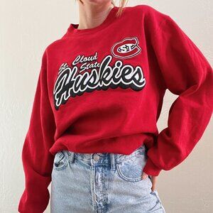 Vintage St. Cloud State Huskies Red Oversized Crewneck Sweatshirt